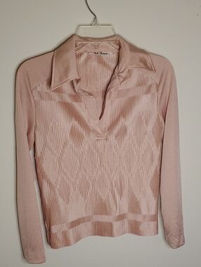Vintage Pink Long-Sleeve Collared Blouse by Hal Ferman